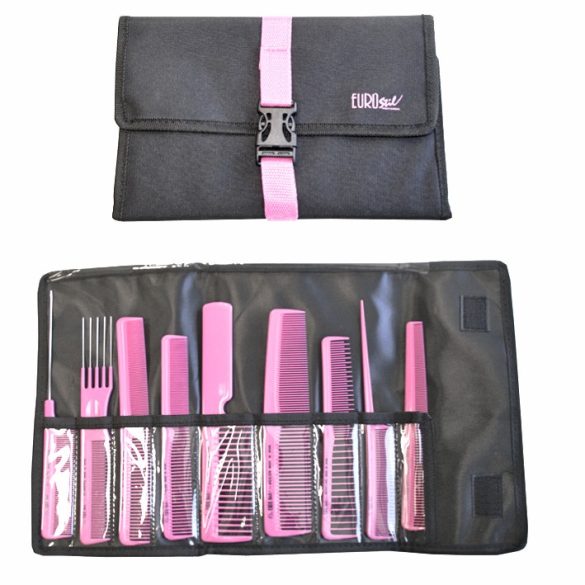 Eurostil fésű szett 9db fésűvel textil tartóban 03928