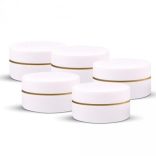 Tégely átlátszó / fehér arany csíkkal  5ml 10 db/csom.